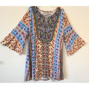 Soft Surroundings Boho Top L Bell Sleeve Blouse Festival Concert Hippie‎ Chic